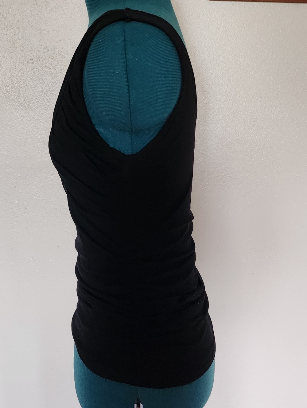 White House Black Market Black Surplice Ruched Tank - Picture 4 of 9